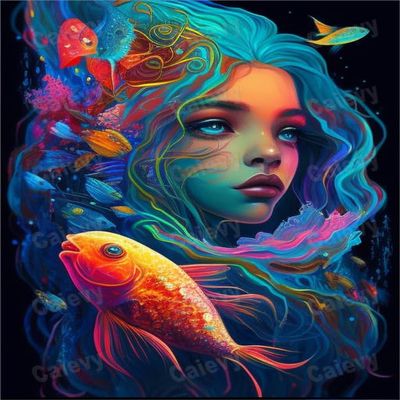 12x12inch Adult Beginner 5D Diamond Painting Kits, Colorful Ocean Girl Diamond Painting Crystal Cross Stitch Painted Crafts, Room Decor, Gifts for Family