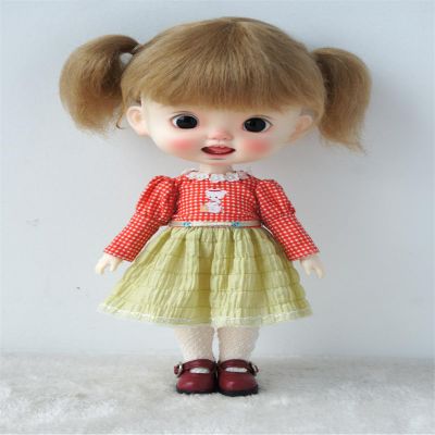 JD203 9-10inch 23-25cmTwin Tail Lovely Mohair Doll Wigs (9-10inch, Flax Brown M4)