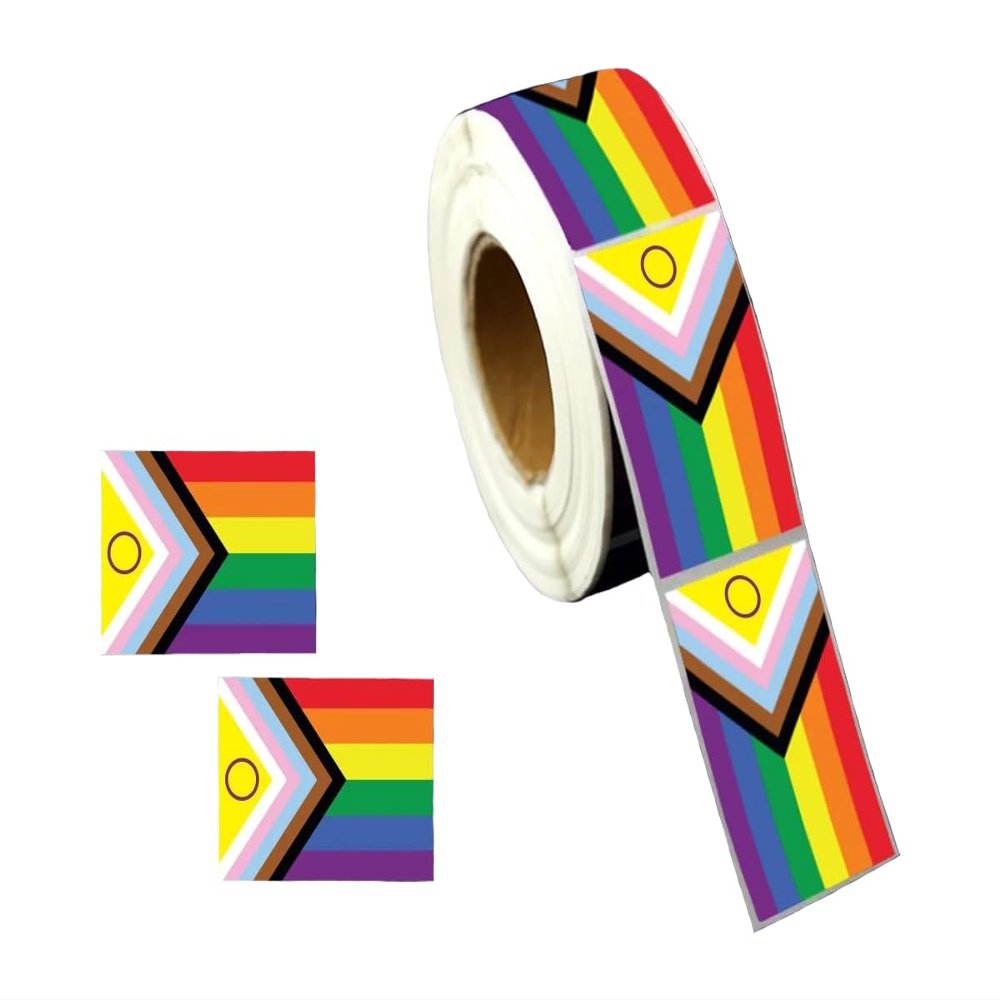 250 Show Your Pride with Intersex-Inclusive Daniel Quasar Flag Stickers - Perfect for LGBTQ+ Awareness, Events, and Parades -