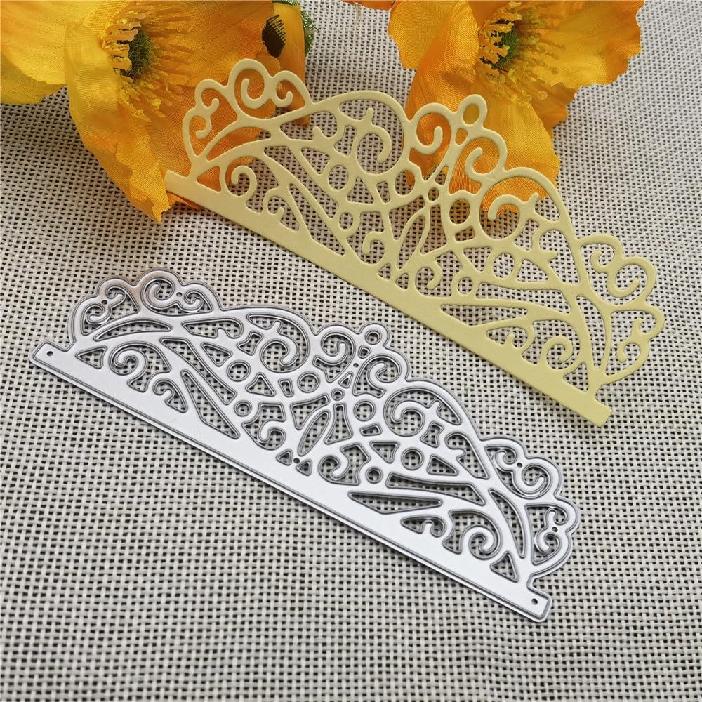 Cutting Dies Stencil,11.2x4.7cm Flower Lace Metal Hollow Border Cutting Dies Stencil Photo Album Card Paper Embossing Craft