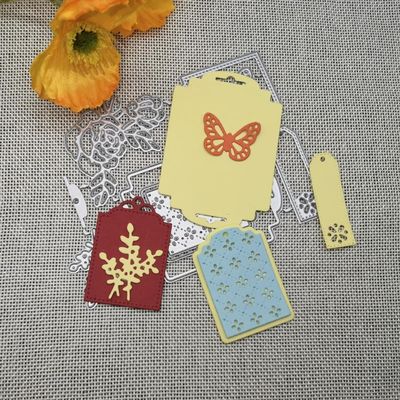 Cutting Dies Stencil,12.3x9.2cm Tag Dies Rose Butterfly Frame Metal Cutting Dies Stencils for Decorative Embossing Handcraft Template