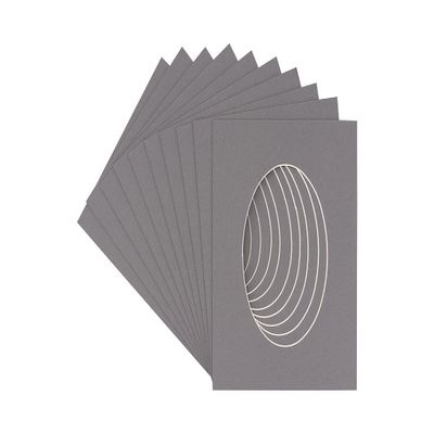 CountryArtHouse Charcoal Acid Free 20x24 Oval Picture Frame Mat with White Core Bevel Cut for 16x22 Pictures - Fits 20x24 Frame - Pack of 10 Matboards