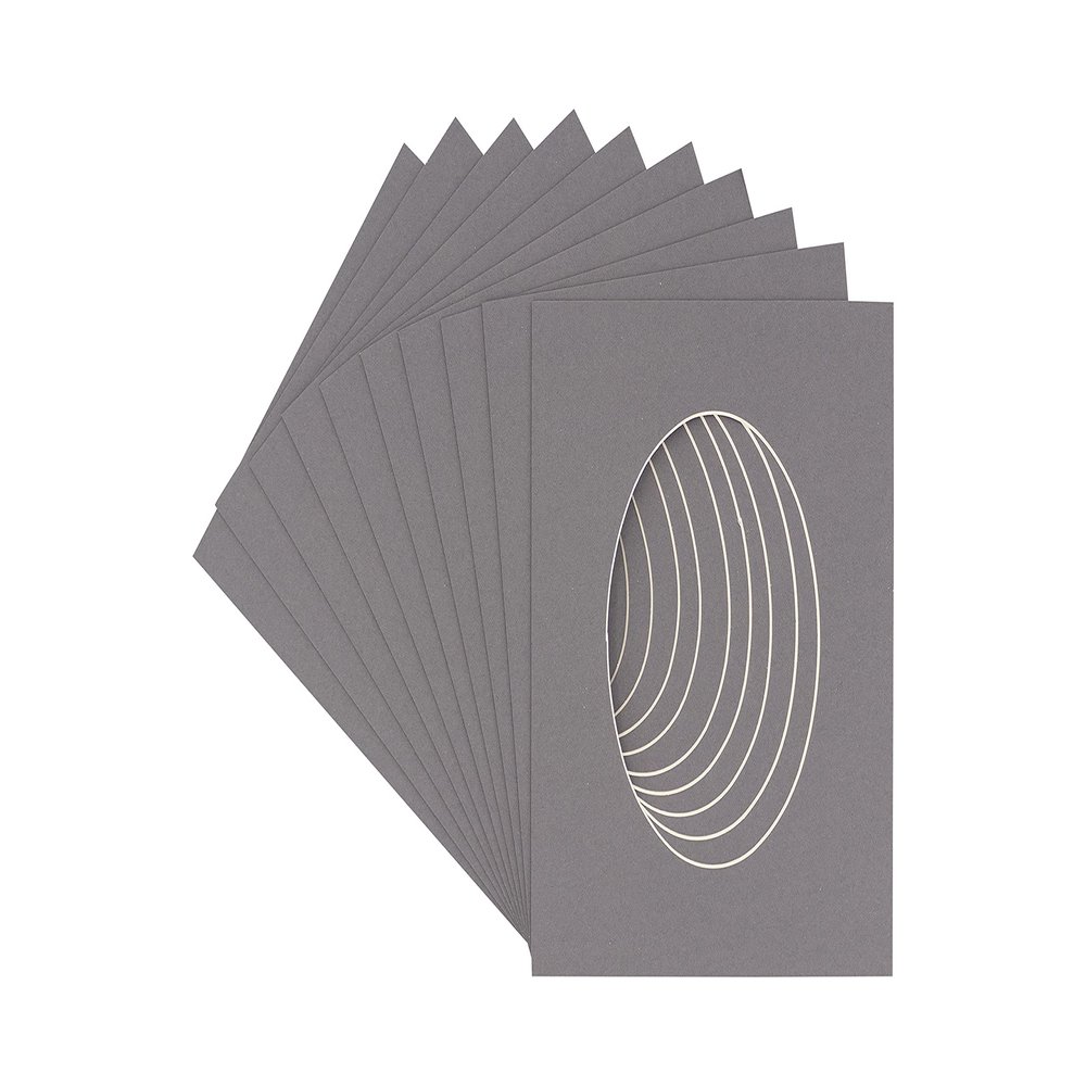 CountryArtHouse Charcoal Acid Free 20x24 Oval Picture Frame Mat with White Core Bevel Cut for 16x22 Pictures - Fits 20x24 Frame - Pack of 10 Matboards