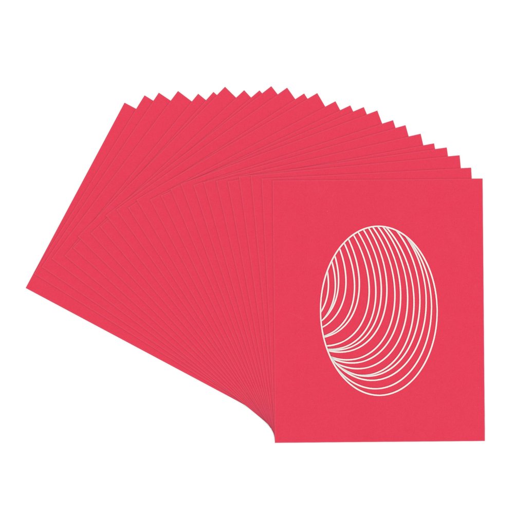 CountryArtHouse Cardinal Red Acid Free 8x10 Oval Picture Frame Mat with White Core Bevel Cut for 5x7 Pictures - Fits 8x10 Frame - Pack of 25 Matboards