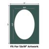 Forest Green Acid Free 18x24 Oval Picture Frame Mat with White Core Bevel Cut for 13x19 Pictures - Fits 18x24 Frame - Pack of 10 Matboard Show Kits With Acid Free Backings & Clear Bags view 2