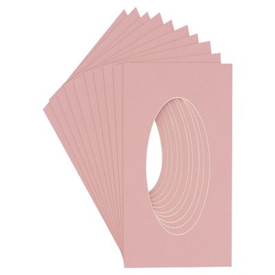 CountryArtHouse Pink Acid Free 8x10 Oval Picture Frame Mat with White Core Bevel Cut for 5x6 Pictures - Fits 8x10 Frame - Pack of 10 Matboards