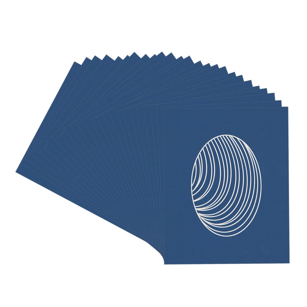 CountryArtHouse Bottle Blue Acid Free 8x10 Oval Picture Frame Mat with White Core Bevel Cut for 5x7 Pictures - Fits 8x10 Frame - Pack of 25 Matboard Show Kits With Acid Free Backings & Clear Bags