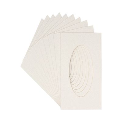 Oyster Shell White Acid Free 8x10 Oval Picture Frame Mat with White Core Bevel Cut for 5x6 Pictures - Fits 8x10 Frame - Pack of 10 Matboard Show Kits With Acid Free Backings & Clear Bags