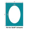 CountryArtHouse Teal Blue Acid Free 18x24 Oval Picture Frame Mat with White Core Bevel Cut for 13x19 Pictures - Fits 18x24 Frame - Pack of 10 Matboard Show Kits with Acid Free Backings & Clear Bags view 2