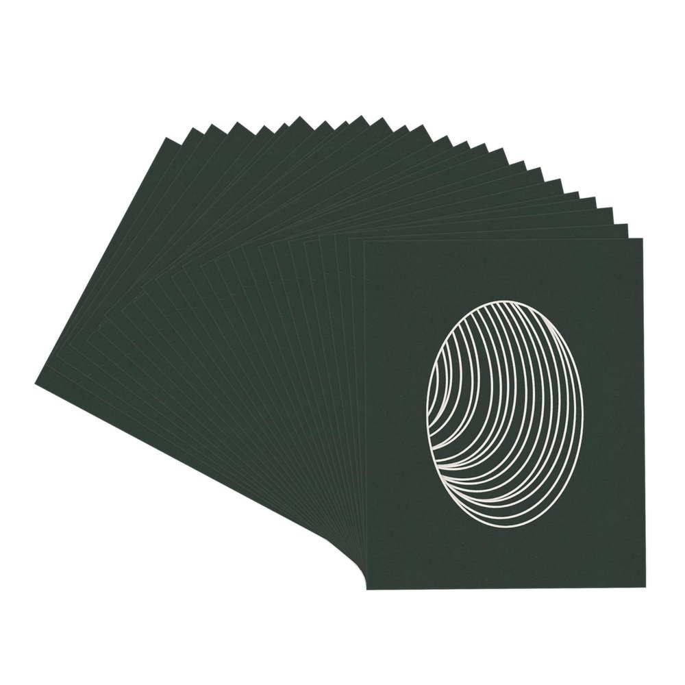CountryArtHouse Black Acid Free 8x10 Oval Picture Frame Mat with White Core Bevel Cut for 5x7 Pictures - Fits 8x10 Frame - Pack of 25 Matboard Show Kits with Acid Free Backings & Clear Bags