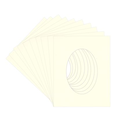 CountryArtHouse Textured Cream Acid Free 8x10 Oval Picture Frame Mat with White Core Bevel Cut for 5x7 Pictures - Fits 8x10 Frame - Pack of 10 Matboards