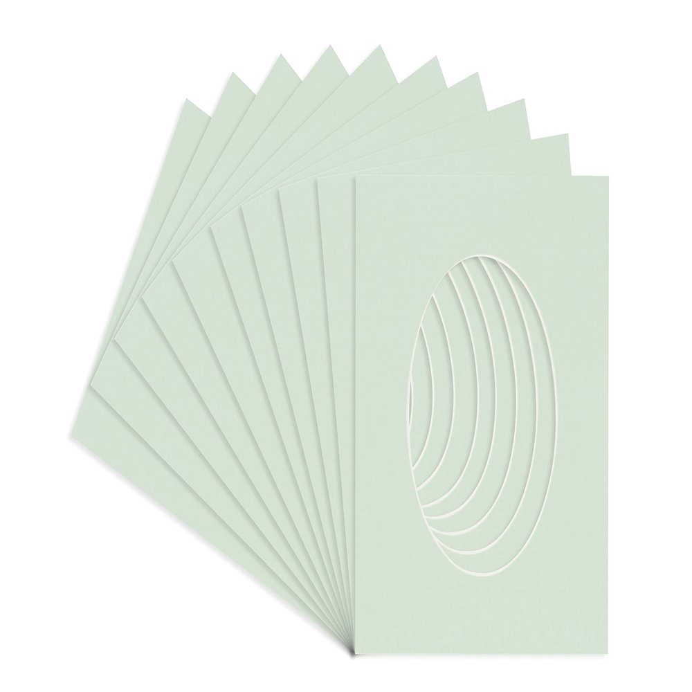CountryArtHouse Honeydew Green Acid Free 14x18 Oval Picture Frame Mat with White Core Bevel Cut for 12x16 Pictures - Fits 14x18 Frame - Pack of 25 Matboards