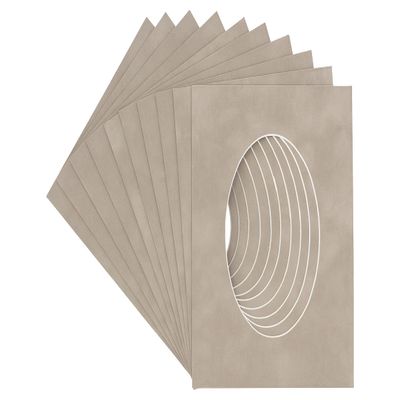 CountryArtHouse Light Grey Suede Acid Free 11x14 Oval Picture Frame Mat with White Core Bevel Cut for 8x10 Pictures - Fits 11x14 Frame - Pack of 25 Matboards