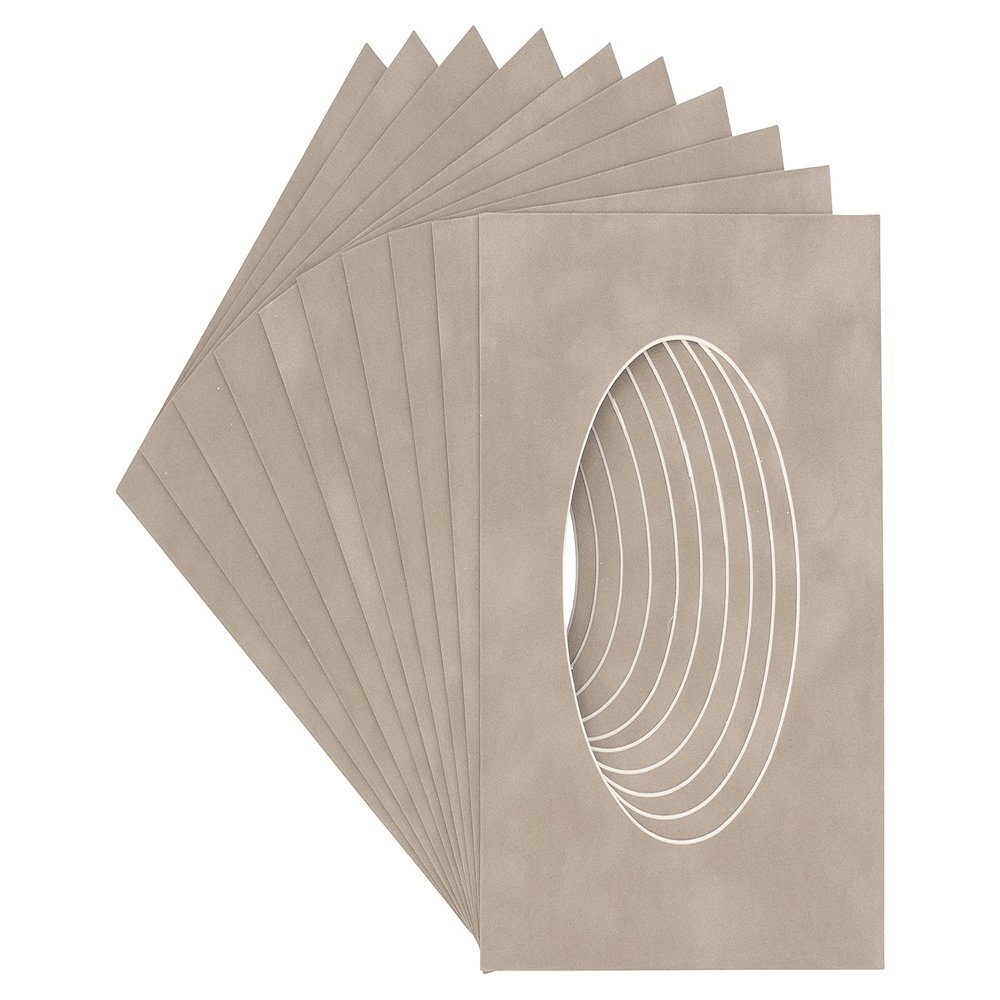 CountryArtHouse Light Grey Suede Acid Free 11x14 Oval Picture Frame Mat with White Core Bevel Cut for 8x10 Pictures - Fits 11x14 Frame - Pack of 25 Matboards