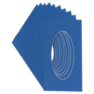 CountryArtHouse Royal Blue Acid Free 8x10 Oval Picture Frame Mat with White Core Bevel Cut for 5x6 Pictures - Fits 8x10 Frame - Pack of 10 Matboards