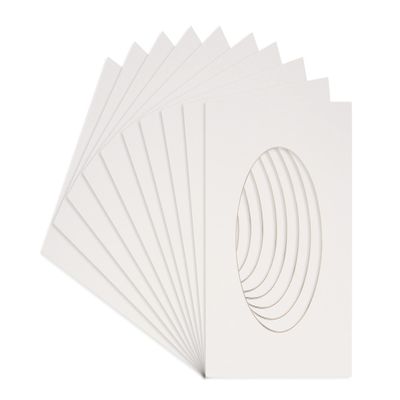 CountryArtHouse White Acid Free 8x10 Oval Picture Frame Mat with White Core Bevel Cut for 5x6 Pictures - Fits 8x10 Frame - Pack of 25 Matboard Show Kits with Acid Free Backings & Clear Bags