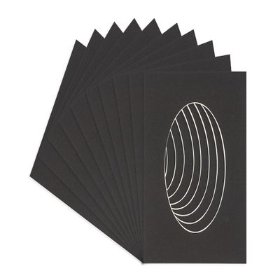 CountryArtHouse Black Acid Free 10x14 Oval Picture Frame Mat with White Core Bevel Cut for 8x10 Pictures - Fits 10x14 Frame - Pack of 25 Matboard Show Kits With Acid Free Backings & Clear Bags