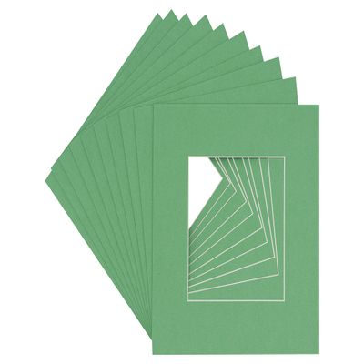 Turf Green Jade Acid Free 24x24 Square Picture Frame Mat with White Core Bevel Cut for 8x8 Pictures - Fits 24x24 Frame - Pack of 25 Matboard Show Kits With Acid Free Backings & Clear Bags