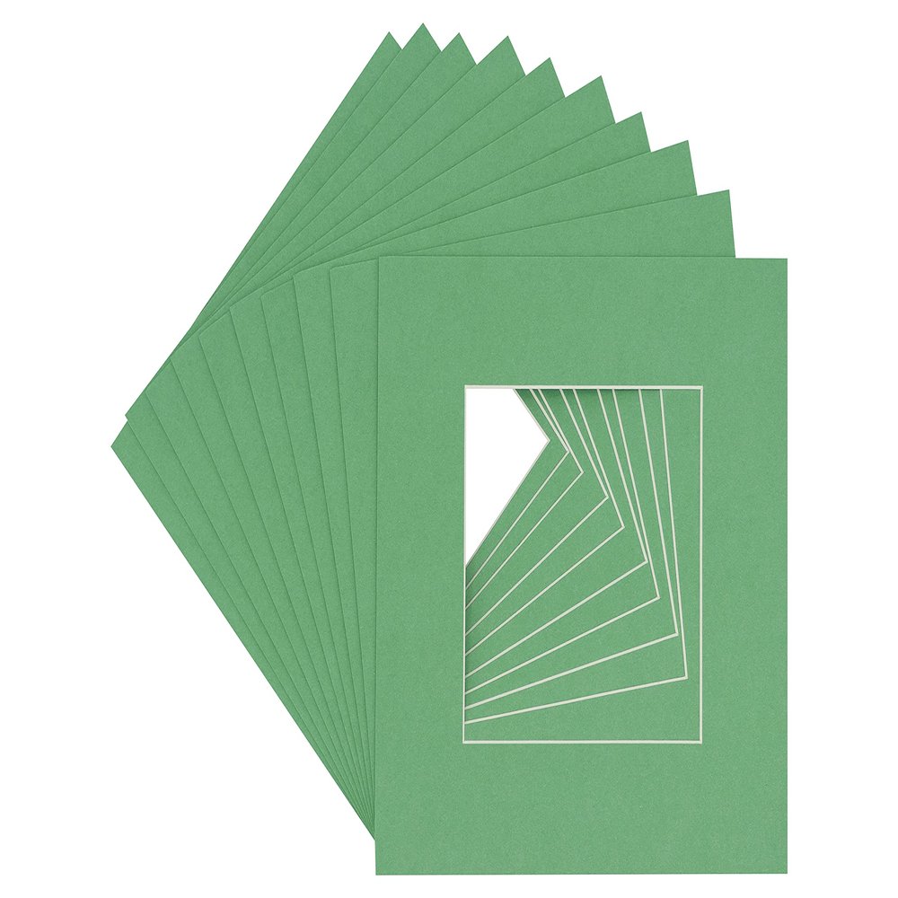 Turf Green Jade Acid Free 24x24 Square Picture Frame Mat with White Core Bevel Cut for 8x8 Pictures - Fits 24x24 Frame - Pack of 25 Matboard Show Kits With Acid Free Backings & Clear Bags