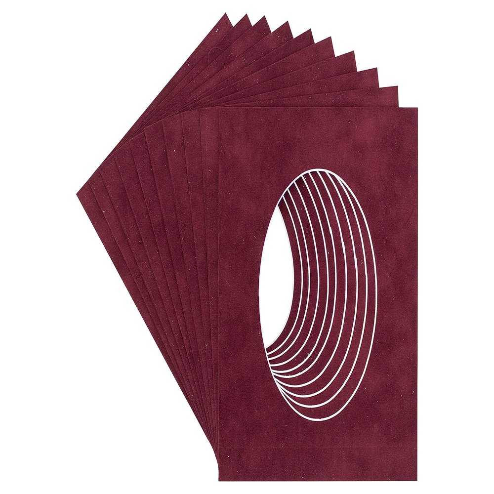 CountryArtHouse Dark Red Suede Acid Free 11x14 Oval Picture Frame Mat with White Core Bevel Cut for 8x12 Pictures - Fits 11x14 Frame - Pack of 25 Matboards