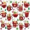 BBTO 15 Pcs Christmas Diamond Painting Keychains 5d DIY Hot Cocoa Diamond Art Ornaments Hot Cocoa Buffalo Plaid DIY Crafts for Adult Xmas Hanging Tree Decoration Party Decor Home view 1