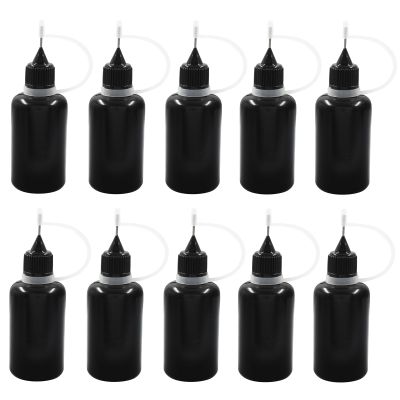 Piutouyar 30ml Plastic Bottle, 10pcs Fine Needle Tip Applicator, Black, for Crafting, Art Projects