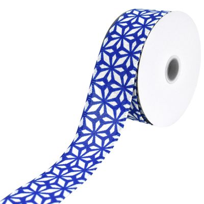 Homeford Christmas Crystal Pattern Faux Linen Wired Ribbon, 1-1/2-inch, 10-Yard, Royal Blue