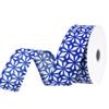 Homeford Christmas Crystal Pattern Faux Linen Wired Ribbon, 1-1/2-inch, 10-Yard, Royal Blue view 3