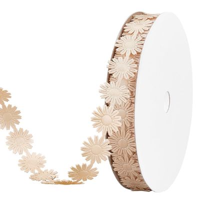 PH PandaHall 20 Yards Skin Color Flower Ribbons, 17mm/0.6'' Embroidery Lace Trim, Polyester Crochet Lace Ribbons, Sewing Decorative Lace for DIY Sewing Crafting Wrapping Wedding Scrapbooking