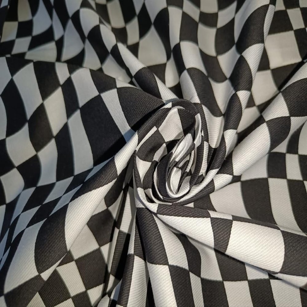 100% Cotton Twill Fabric Black and White Plaids 58" Wide