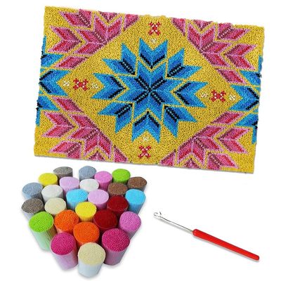 JILIP 3D Latch Hook Kits Rug, Pre Printed Handmade Rug Crochet Yarns DIY Door Mat Kits, Cross Stitch Kit DIY Handmade Rug Cushion, for Home Decor (Color : Pink)