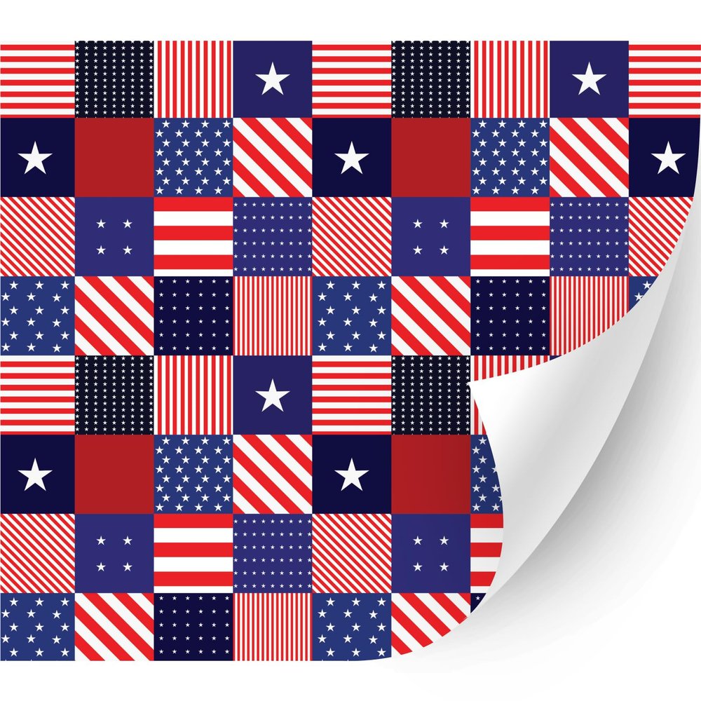 HTV4U Puff American Themed Patterned Heat Transfer Vinyl (American Flag Quilt, 20" x 5 Yards) - 3D Printed Heat Press Paper, Iron on Vinyl, Graphic Design for T-Shirt, Fabric, DIY