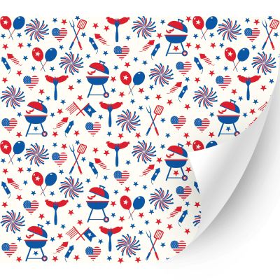 HTV4U Puff American Themed Patterned Heat Transfer Vinyl (Memorial Day Party, 20" x 1 Yard) - 3D Printed, Heat Transfer Paper, Iron on Vinyl, Printed Patterns for Shirt, Heat Press