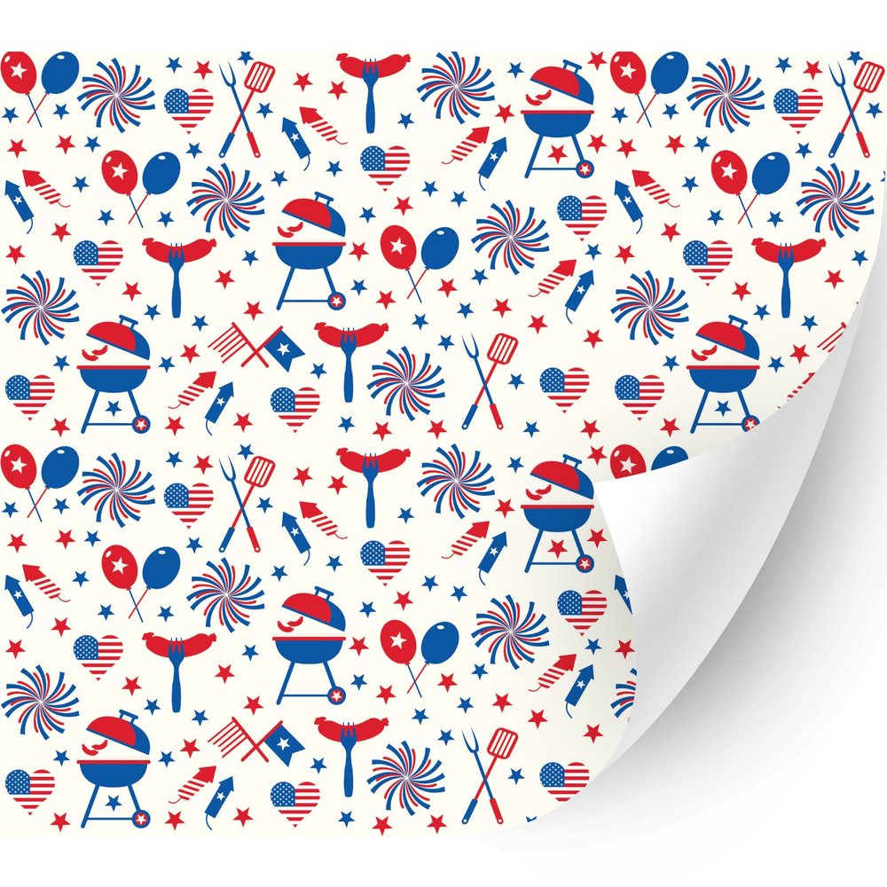HTV4U Puff American Themed Patterned Heat Transfer Vinyl (Memorial Day Party, 20" x 1 Yard) - 3D Printed, Heat Transfer Paper, Iron on Vinyl, Printed Patterns for Shirt, Heat Press