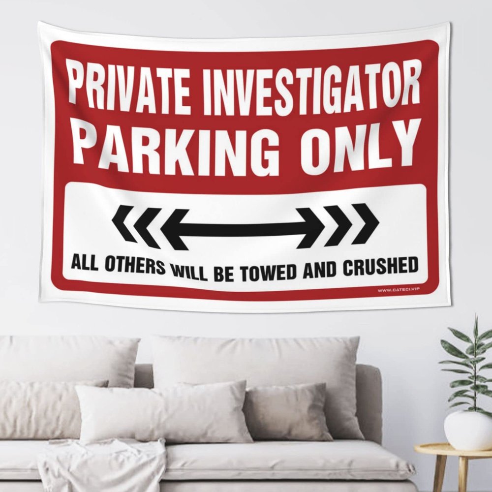 Bar Accessories for Man Cave Private Investigator Parking Only Tapestry Tapestry Aesthetic Man Cave Rules (Size : 75X100CM)