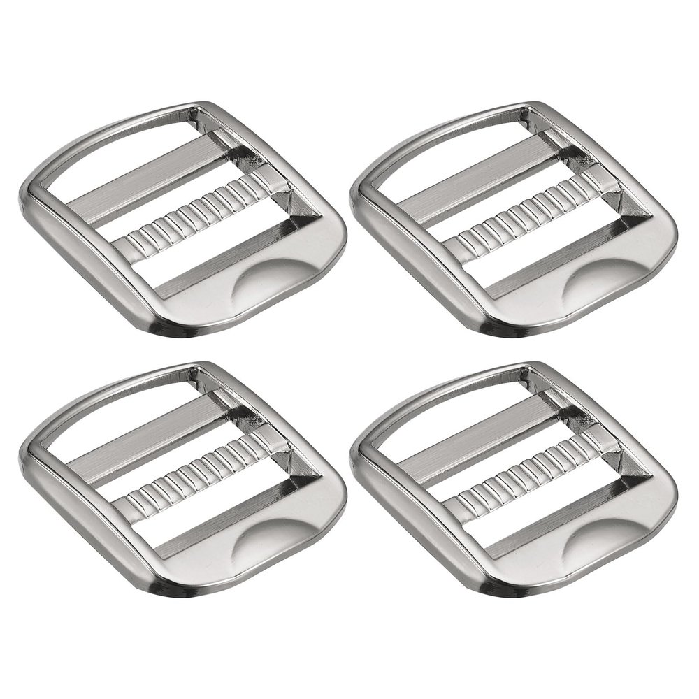 uxcell Metal Ladder Buckle Slider Tri-Glider Metal Adjustable Buckles, 4pcs 19mm(3/4") Inner Width for Webbing Backpack Strap, Silver Gray