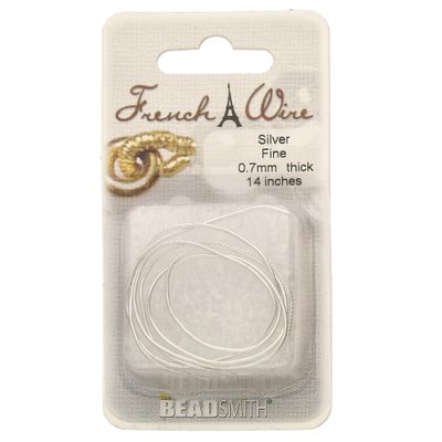 The Beadsmith French Wire Silver Color Size Fine (.7mm Diameter) 14 Inches, Bullion, Gimp Use to Conceal Beading Wire Next to Crimps and Clasps