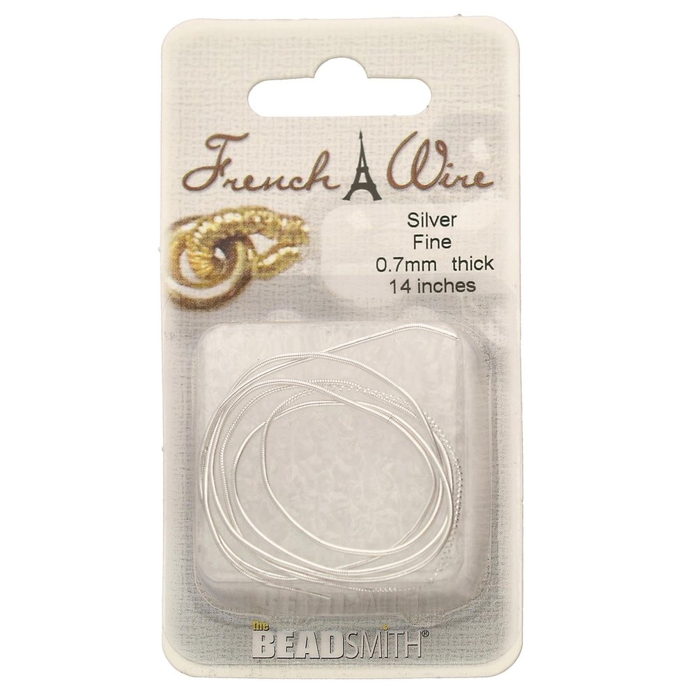 The Beadsmith French Wire Silver Color Size Fine (.7mm Diameter) 14 Inches, Bullion, Gimp Use to Conceal Beading Wire Next to Crimps and Clasps