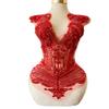 100% Handmade Rhinestones Applique on White net sew on Beads Crystal Patches Accessory for Dress Clothes (Red 2) view 2