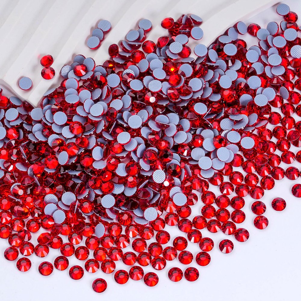 Meibite Hotfix Rhinestones Bulk, 14400PCS Lt.siam Hot Fix Rhinestones for Clothes DIY Decoration Crafts, Lt.siam, SS20, 4.6-4.8mm