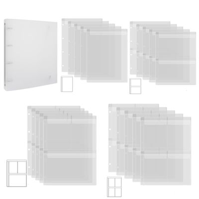 20 Pages A4 4-Rings Clear Stamps Storage Embossing Folder Storage Photo Storage Album Seal Bags Storage Keeper Cards Folder Storage Bag for DIY Scrapbooking Arts Crafts Collecting Bags