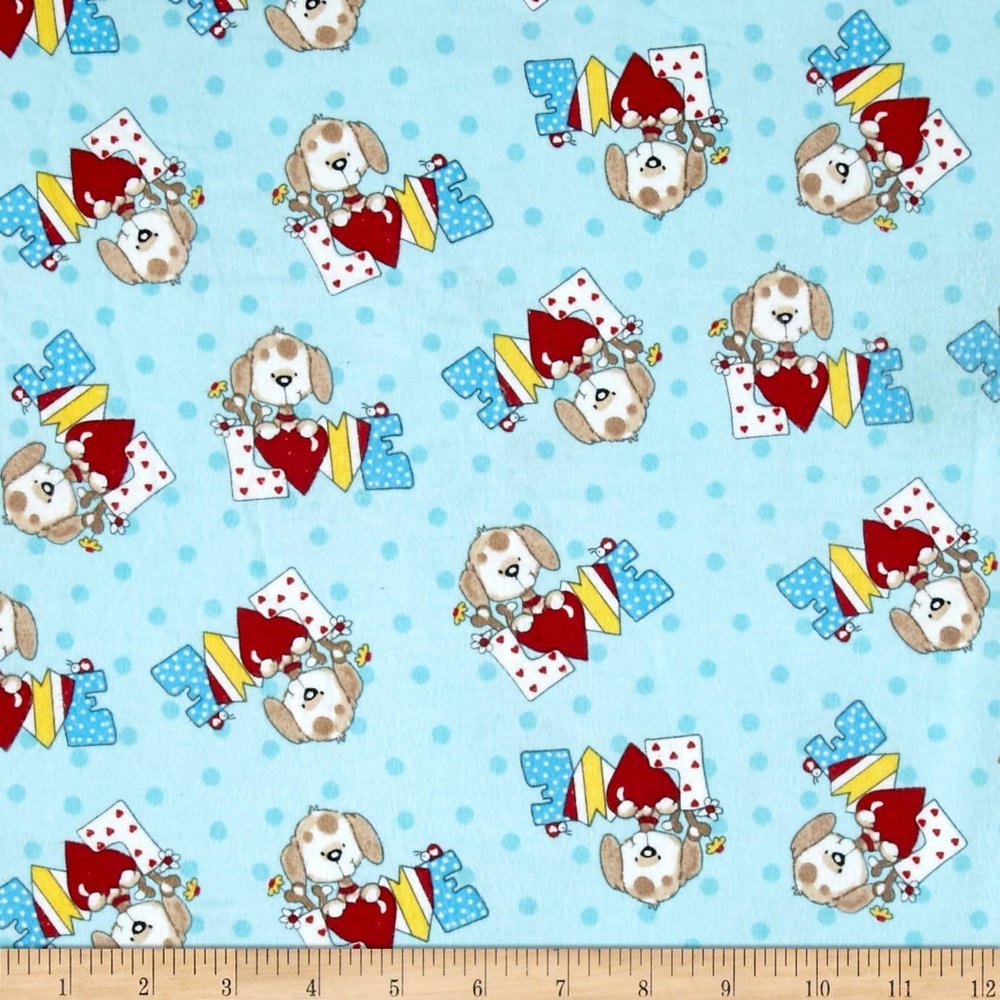 Puppy Love Comfy Flannel Fabric 1 Yard
