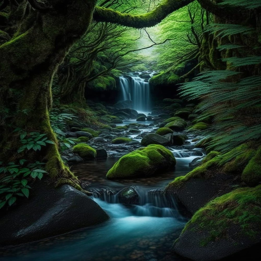 5D Waterfall Diamond Painting Kits - Green Forest Full Round Diamond Crystal Arts Crafts Kits, for Adults and Kids, for Home Decor & Wall Decor Gifts (16 X 20 Inch)
