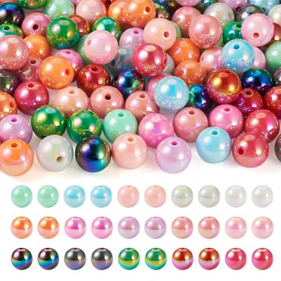 Fashewelry 120pcs 16mm UV Plating Opaque Acrylic Beads 15 Colors Chunky Bubble Gum Beads for Beadable Pen, Lanyards, Keychain, Bag Chain, Jewelry Making