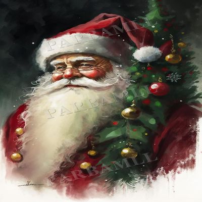 Diamond Painting Kits Watercolor Santa Claus, 5D Round Crystal Gemstone Cross Stitch Diamond Painting, 16X24Inch for Beginners Home Interactive Room Decor Club Decor or Christmas Gift