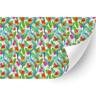 HTV4U Puff Floral Heat Transfer Vinyl (Parrot and Tropical Garden, 20" x 5 Yards) - Patterned 3D Printed Heat Press Paper, Iron on Vinyl, Graphic Design for T-Shirt