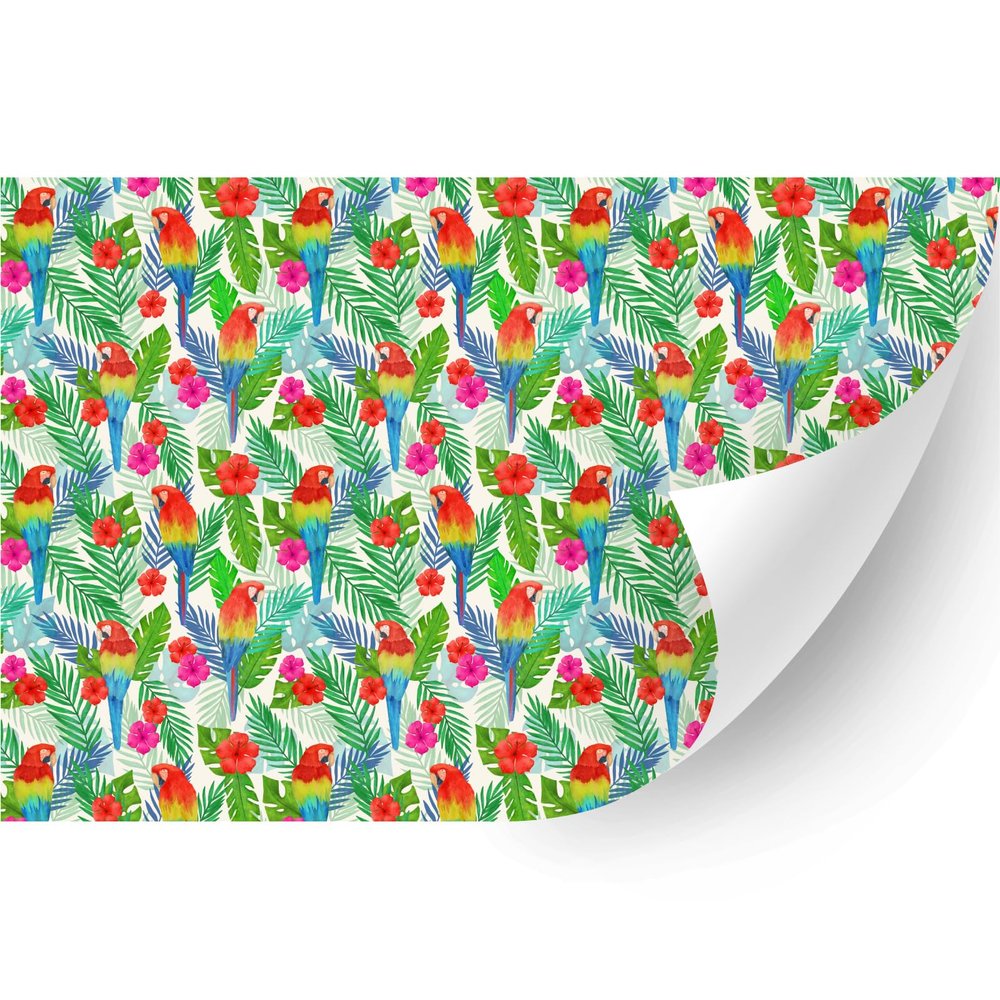 HTV4U Puff Floral Heat Transfer Vinyl (Parrot and Tropical Garden, 20" x 5 Yards) - Patterned 3D Printed Heat Press Paper, Iron on Vinyl, Graphic Design for T-Shirt