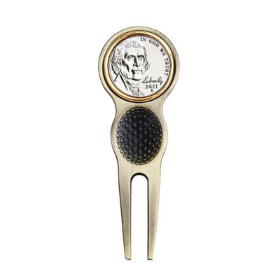 US 2010 Jefferson Nickel 5 Cent BU Uncirculated Coin Magnetic Golf Ball Marker Divot Tool NEW Birth Year Anniversary