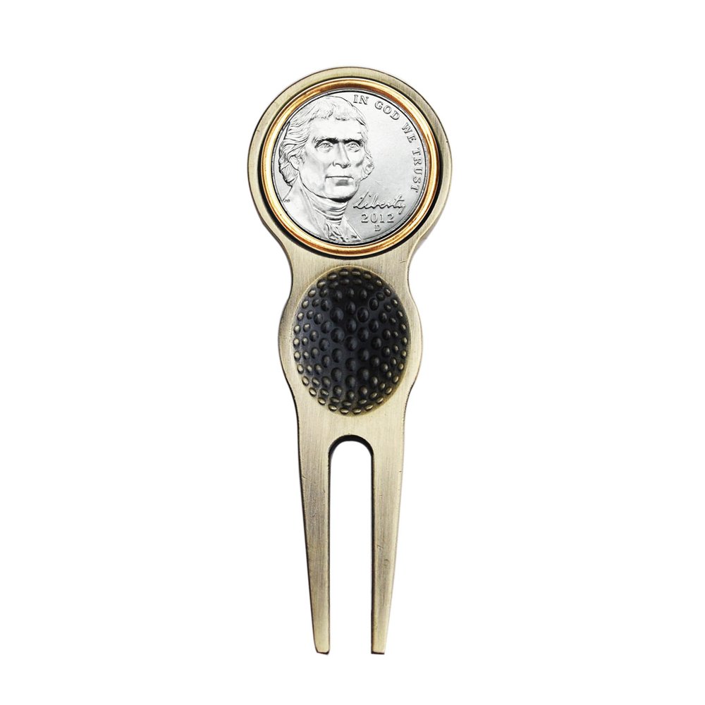 US 2012 Jefferson Nickel 5 Cent BU Uncirculated Coin Magnetic Golf Ball Marker Divot Tool NEW Birth Year Anniversary