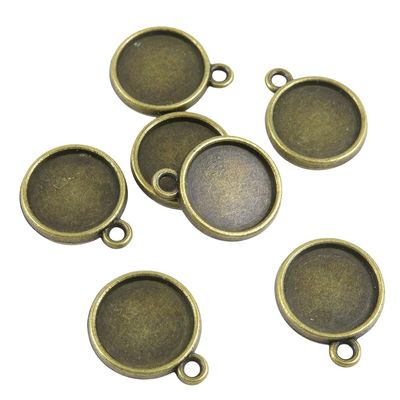 200 PCS Antique Bronze Tone Jewelry Making Charms Findings Suppliers U5RI3V Two Sided Cabochon Setting Base